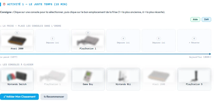 Activité interactive de classement